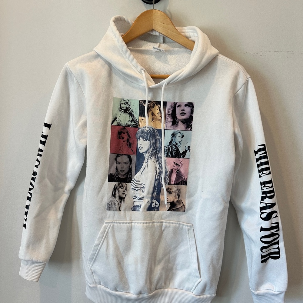 Taylor Swift Collage Graphic Hoodie in White